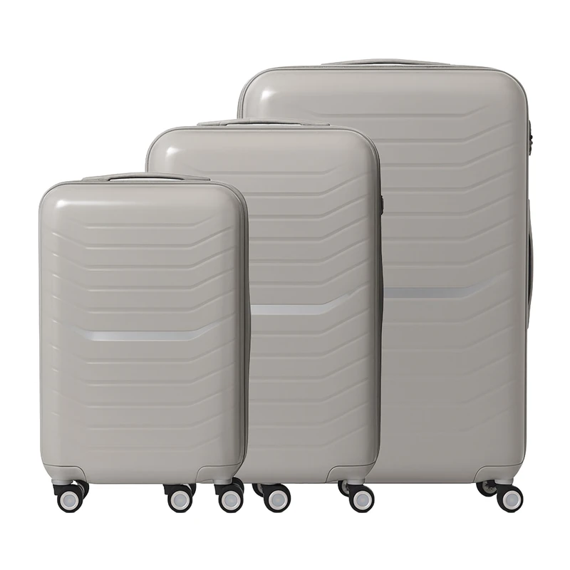 Relaxdays 3-Piece Hard-Shell Luggage Set with Telescopic Handle, TSA Lock, 4 Swivel Wheels, in Beige, 75x48x29 cm
