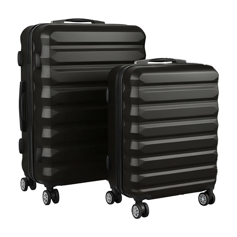 Relaxdays 2-Piece Hard-Shell Luggage Set with Spinner Wheels, Telescopic Handle, Combination Lock 65x42x25.5cm Black