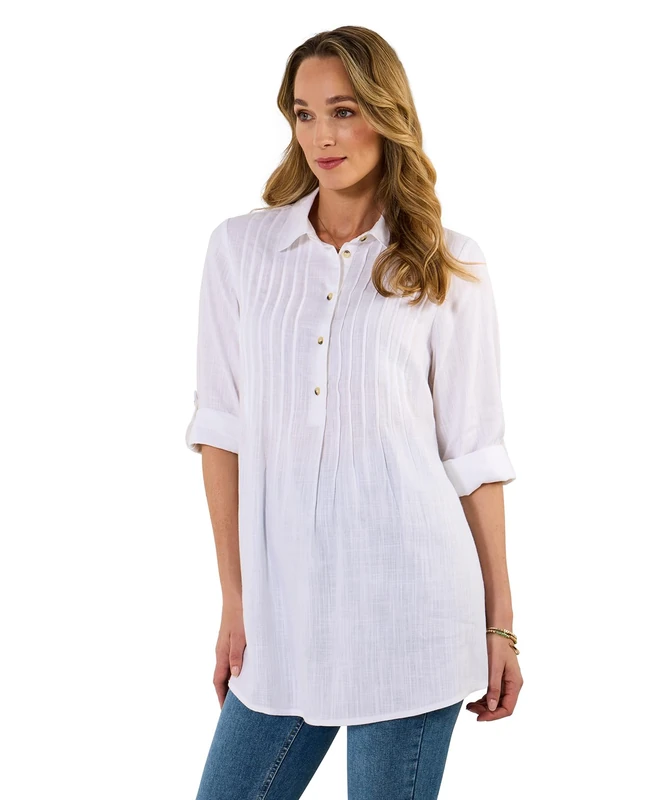 Joe Browns Women's Relaxed Fit Stylish Linen Blend Blouse, Relaxed, White, UK 12
