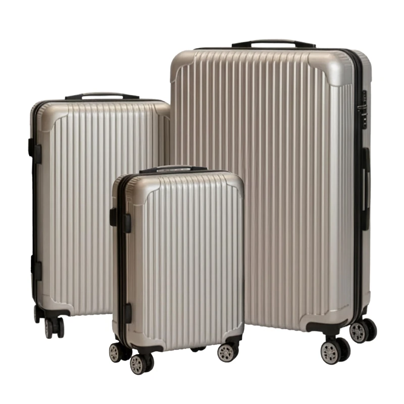 Relaxdays 3-Piece Hard-Shell Luggage Set, 4-Wheel, Telescopic Handle, Combination Lock, Silver, 75x48x29cm
