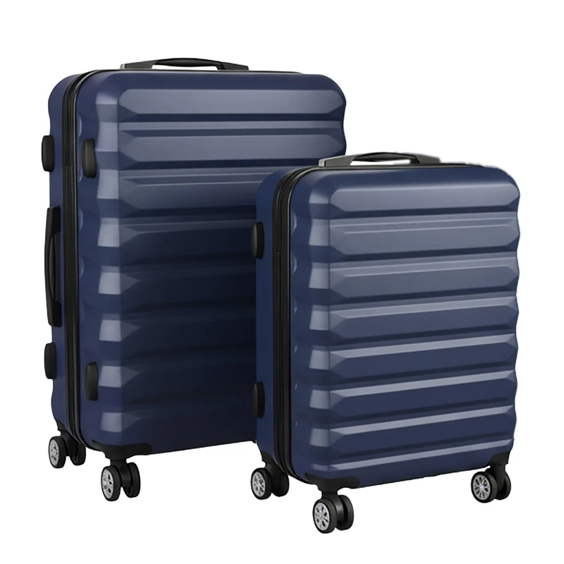 Relaxdays suitcase set, 2-piece, 2 sizes, 4 swivel wheels, hard shell, telescopic handle, combination lock, dark blue