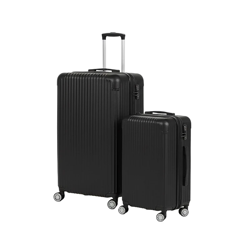 Relaxdays 2-Piece Hard-Shell Luggage Set, 4 Wheels, Telescopic Handle, Combination Lock, 65x42x25.5cm, Black