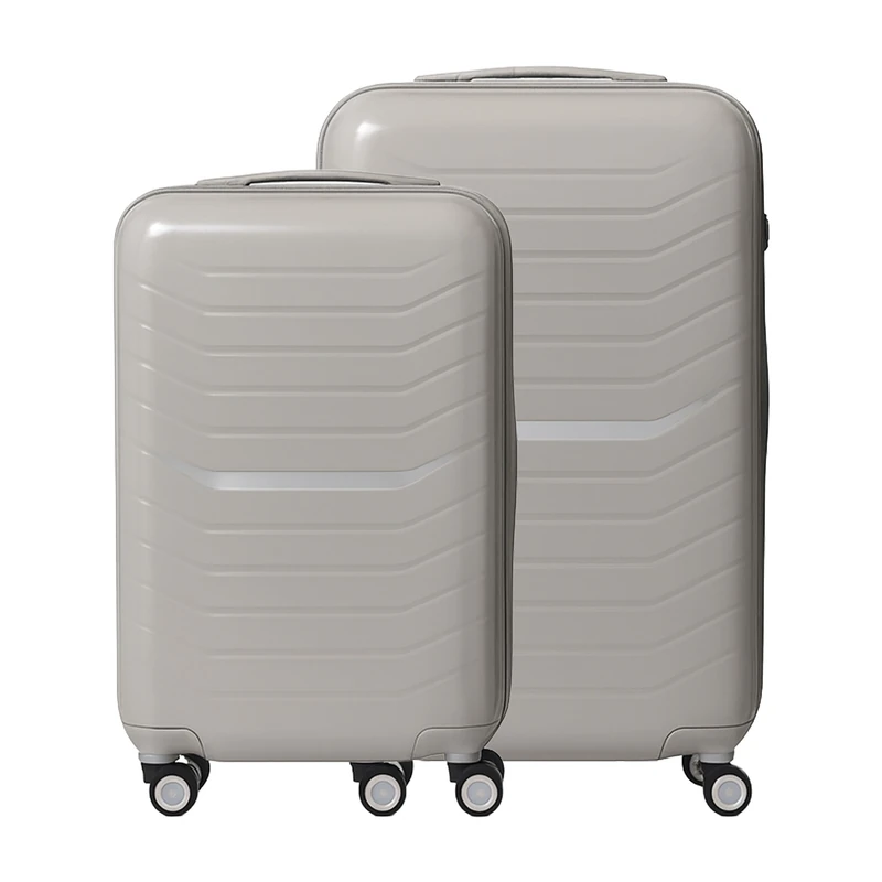 Relaxdays 2-Piece Hard Shell Luggage Set with TSA Lock, Telescopic Handle, 4 Wheels, 2 Sizes, Beige 65x42x25.5cm