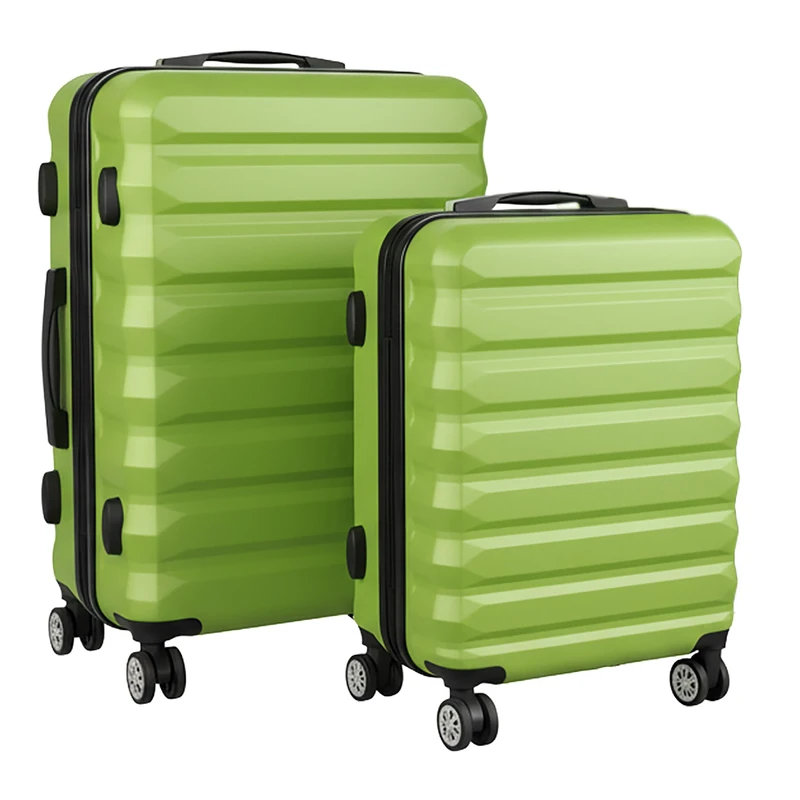 Relaxdays luggage set, 2 pieces, 2 sizes, hard-shell, 4 wheels, telescopic handle, combination lock, light green