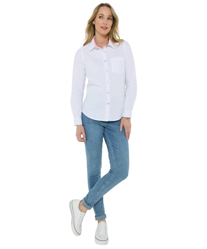 Joe Browns Women's Feminine Oxford Cotton Shirt, Regular, White, UK 10