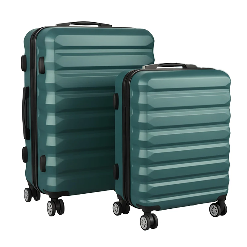 Relaxdays 2-Piece Suitcase Set, Hard Shell, Telescopic Handle, 4 Wheels, Combination Lock, Petrol, 65x42x25.5 cm