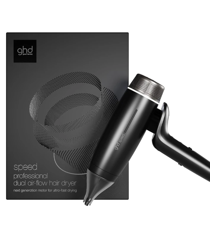ghd Speed Ionic Hair Dryer in Black - Fast, Quick, Powerful Blow Dries with Control & No Heat Damage, ghd's Best Blow Dryer - for All Hair Types (UK Plug)