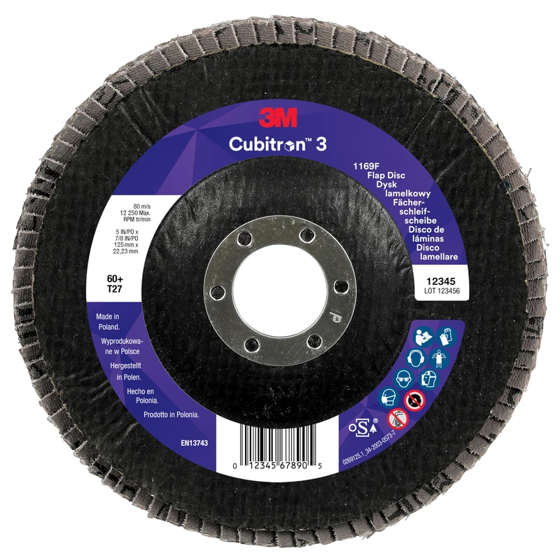 3M Cubitron 3 Flap Disc 1169F, 40+, T27-Flat, 125 mm x 22.23 mm