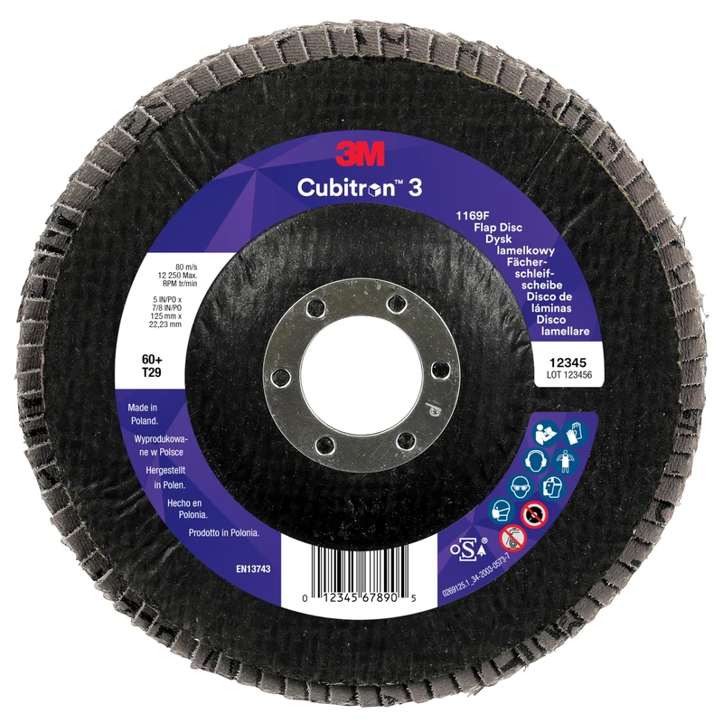 3M Cubitron 3 Flap Disc 1169F, 40+, T29-Conical, 125 mm x 22.23 mm
