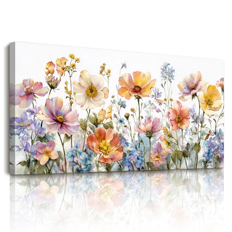 SERIMINO Colorful Wildflower Wall Art, Botanical Canvas Prints 20"x40"