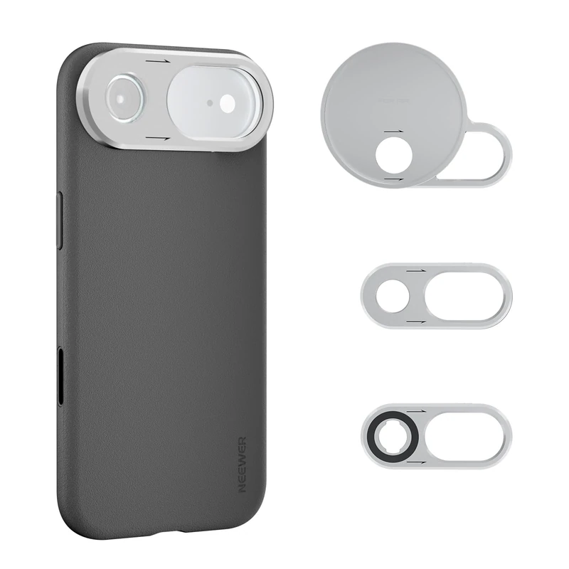NEEWER Phone Case for Air Only, Modular Protective TPU/PC Phone Cover with 67mm Filter Ring, 17mm Lens Backplate, T Mount Lens Adapter Compatible with Moment MagSafe iPhone Air, PA162 (Black + Silver) - Image 1