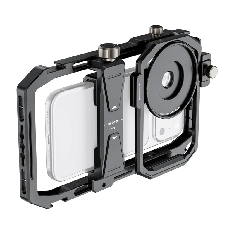 NEEWER Universal Phone Cage Video Rig Stabilizer with 17mm to 37mm & 67mm Lens Filter Adapter Ring Accessories Compatible with iPhone Android Samsung for Video Recording Streaming Photography, PA058