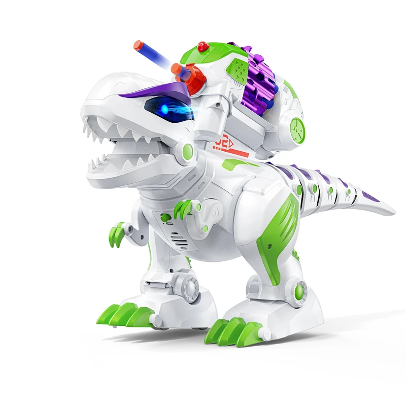 Ruko 8809 Dinosaur Toys for Kids, Large Rechargeable Remote Control T-Rex Toys, with Programmable, Walking, Roaring, LED Eyes and Shooting, Interactive Gifts for Boys & Girls Age 3 4 5 6 7 8, Green