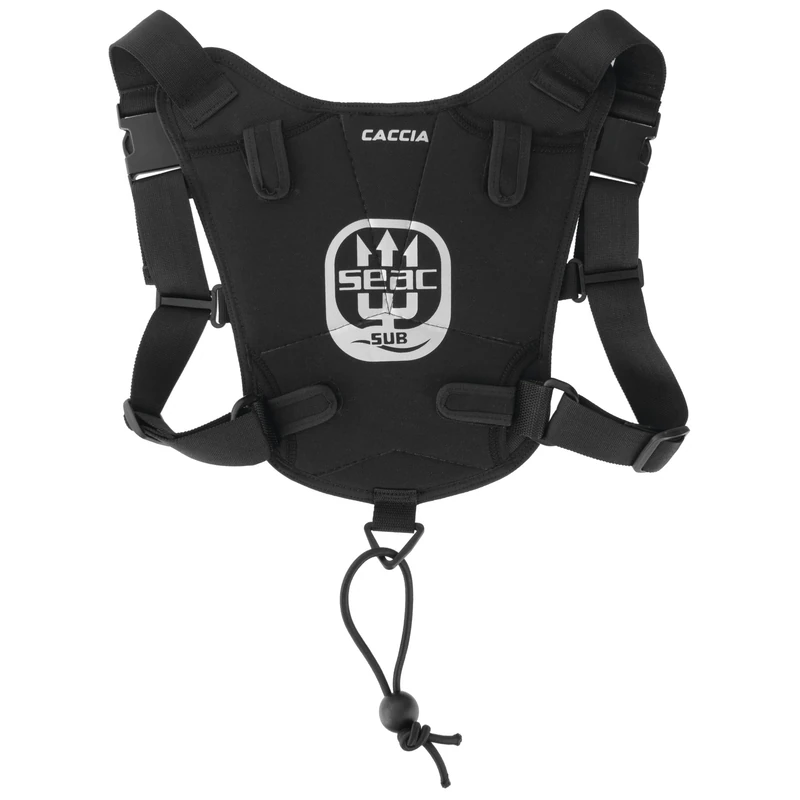 SEAC Caccia Vest – Weight Vest for Spearfishing | 4 Neoprene Pockets (up to 6 kg total), Adjustable Shoulder Straps, Quick-Release Buckles, Elastic Cord with Locking Ball for Belt Attachment