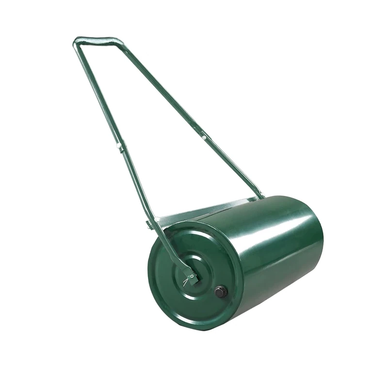 GarveeHome Lawn Roller 50 cm, 40 L Sand/Water Filling, Robust Steel Material, Bottom Roller with Ergonomic U-Handle for Comfortable Sliding and Pulling, for Garden, Farm, Park and Green