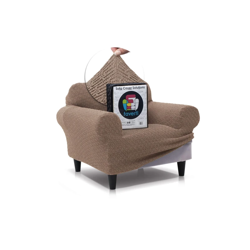 FAVERTI® Premium 1 Seater Armchair Cover – Super Elastic Fabric Cover for Armchairs from 70 to 100 cm | Model BOCAIRENT | Linen | Super Adjustable Armchair Cover | Stylish Cotton Feel Armchair - Image 1