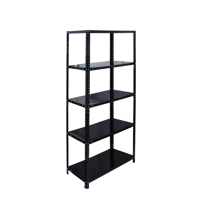 Relaxdays Steel Storage Rack with 5 Shelves, 200 kg Capacity, 150x75x30 cm, Black for Cellar, Garage & Workshop