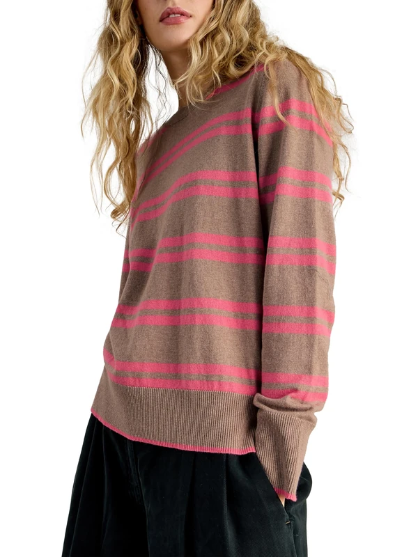 White Stuff Women's Katie Stripe - Casual Pullover with Allover Print - NAT MLT - Size 16