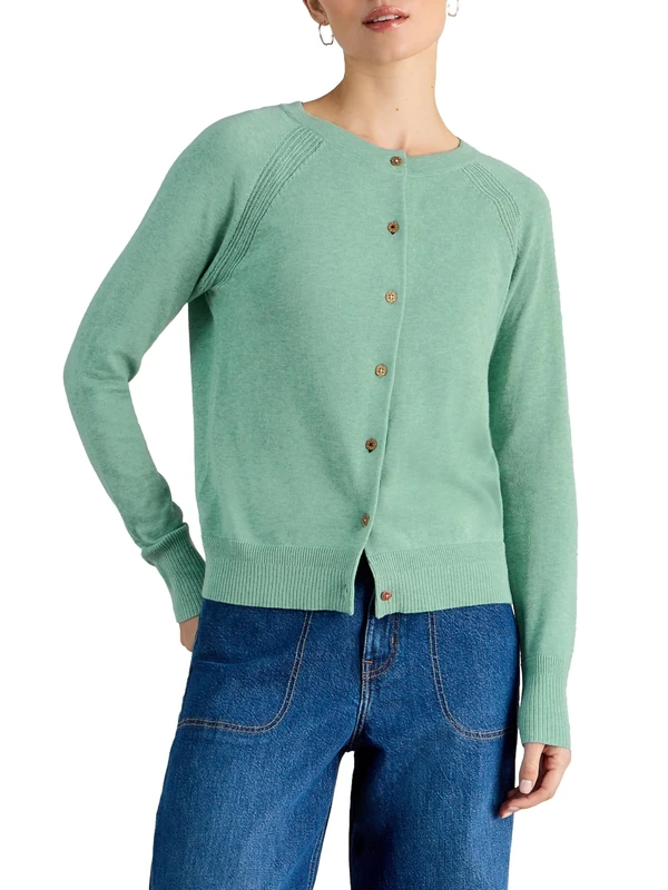 White Stuff Women's Lulu Cardigan - Long Sleeve Button Down Sweater - Medium Turquoise - UK 18