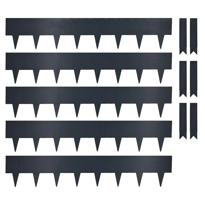 Nicoman Metal Lawn Edging Garden Border with Pegs, 1m Length, 5 Pieces with 6 Metal Joining Clips, Durable Construction for Lawns and Flower Beds (Grey, 20cm)