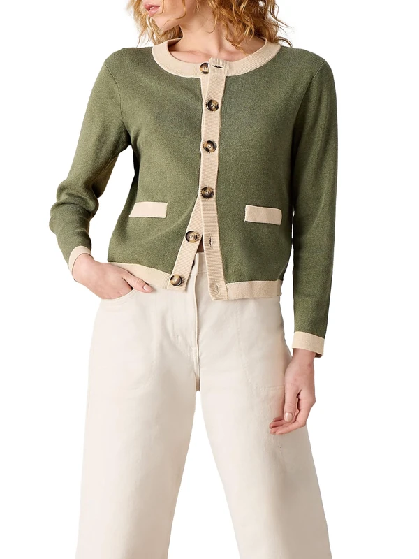White Stuff Women's Charlotte Cardigan - Casual Sweater for Optimal Everyday Wear - Khaki Green - Size 16