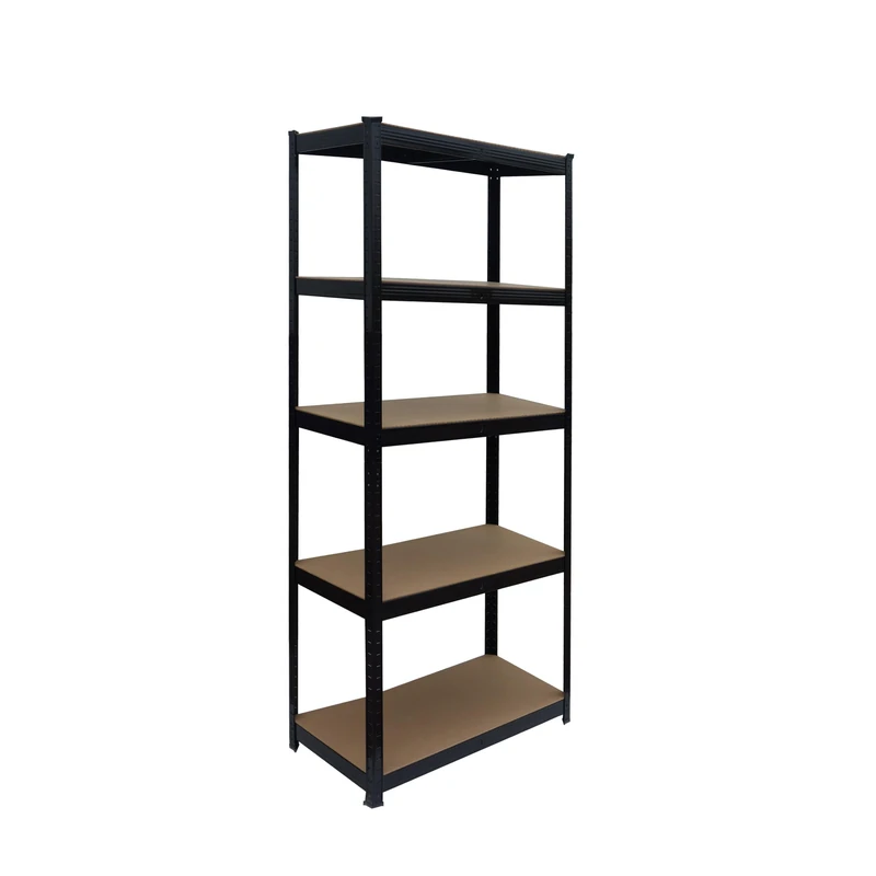 Relaxdays Heavy-Duty Shelving, 150x75x30 cm, 875 kg, 5 Shelves, Slot-Together, Black/Brown