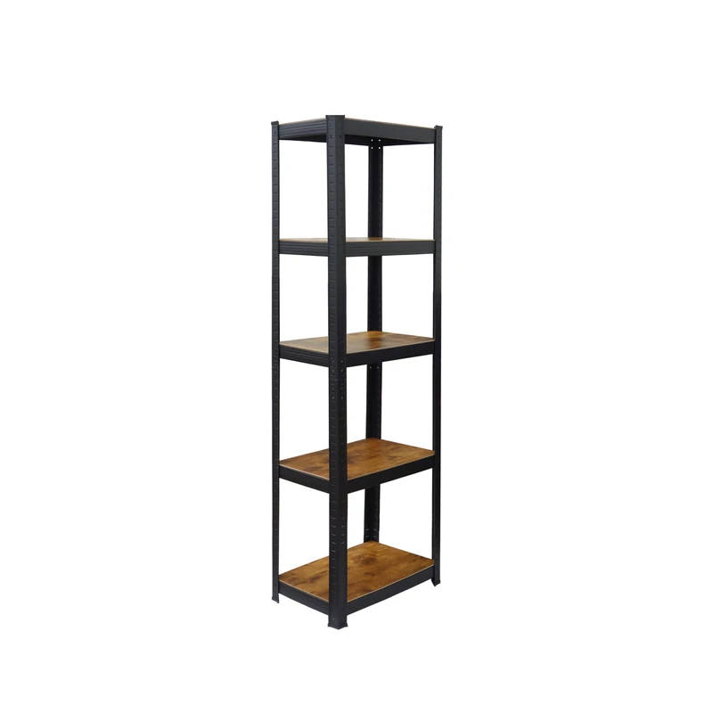 Relaxdays Heavy-Duty Steel & MDF Shelving, 500 kg Capacity, 180 x 50 x 30 cm, 5 Shelves, Black/Brown