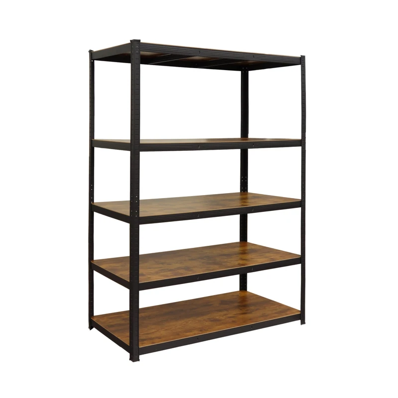 Relaxdays heavy-duty shelving unit, 500 kg capacity, 5 shelves, wood-effect, steel & MDF, 50 x 120 x 200 cm, black/brown