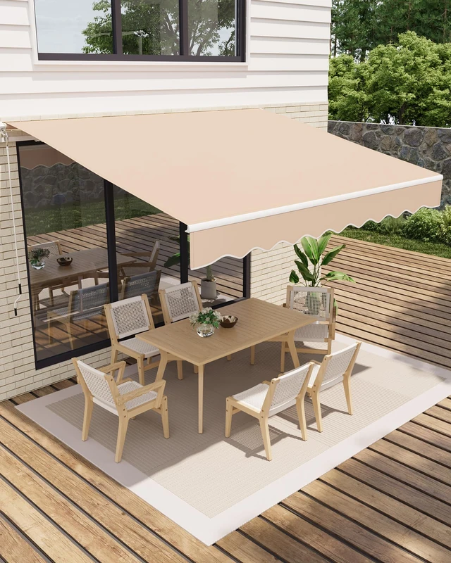 GarveeHome Articulated Arm Awning 300 x 250 cm, UV50+ & Water-Repellent, with Crank & Wall Mount, Length + Angle Adjustable, Awning for Patio & Balcony, Sun Protection, Balcony Awning, Joint Awning - Image 1