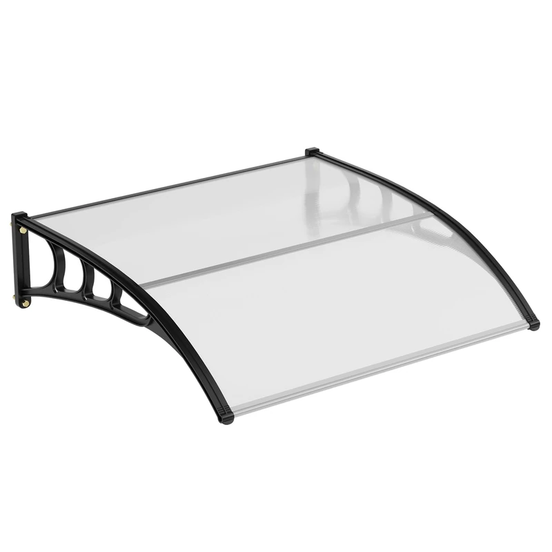 GarveeHome Canopy for Front Door, 150 x 100 cm, Aluminium and Polycarbonate Canopy, Transparent Arch Canopy, Pent Canopy with Centre Pole