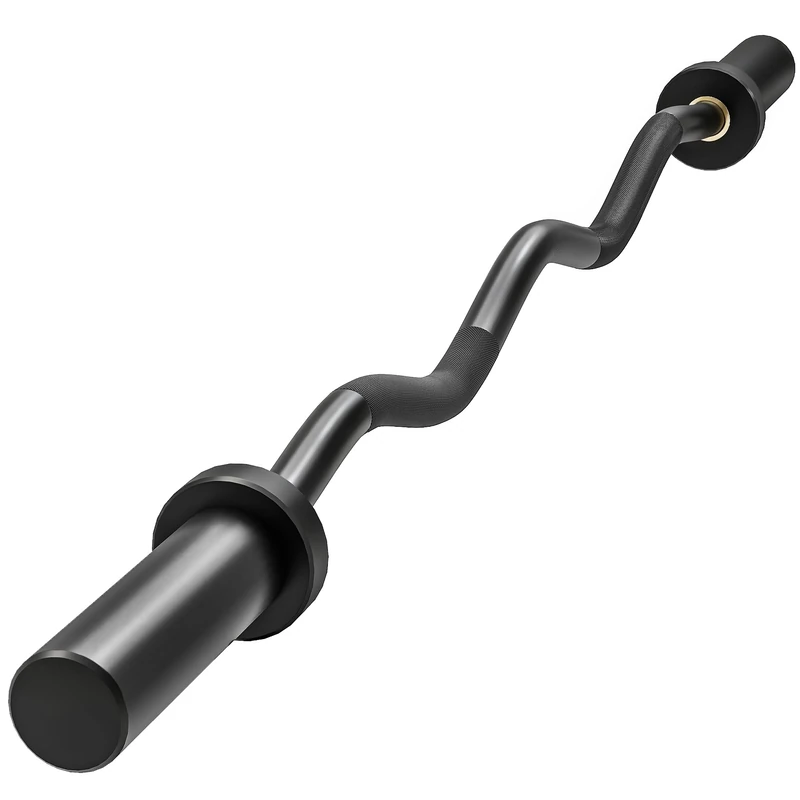 SPORTNOW 4ft Olympic Barbell Bar, EZ Curl Bar for 2" Weight Plates with Non-Slip Hand Grip, for Weight Lifting, Hip Thrusts, Squat, Biceps, Home Gym, Black