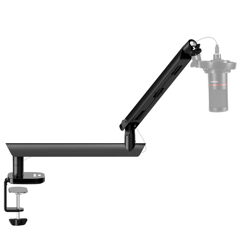 NEEWER Microphone Stand, Low Profile Damped Mic Holder Boom Arm Desk Mount, 360° Ball Head, Upgraded Cable Channels, 3/8" 5/8" Adapters for Podcast Streaming Gaming Studio, Max Load 3.3 lb, MS007