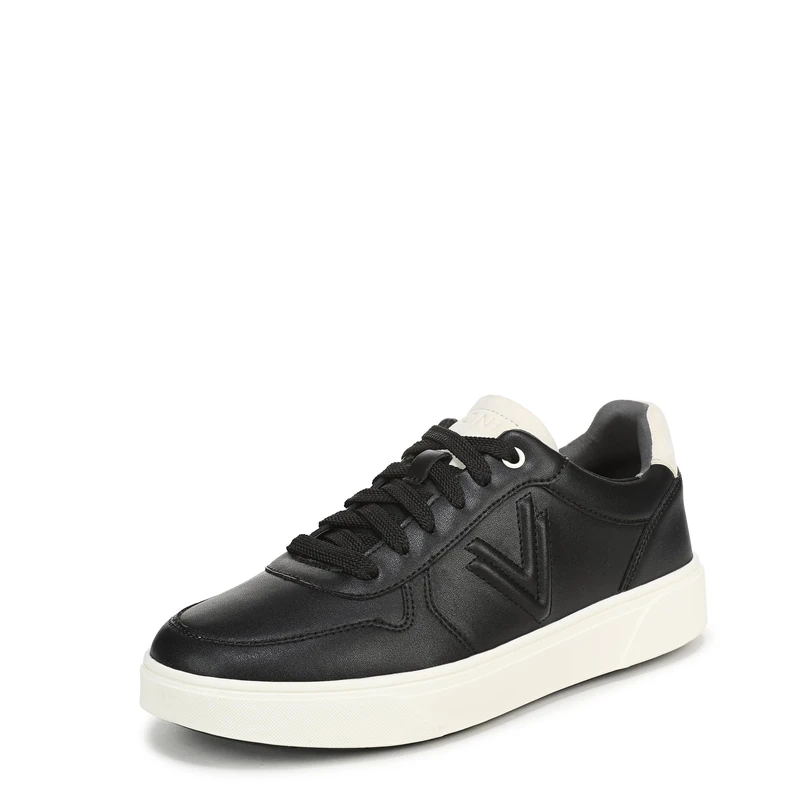 Vionic Women's Robin Lace-Up Trainers, Black Leather, Wide Fit, UK 5