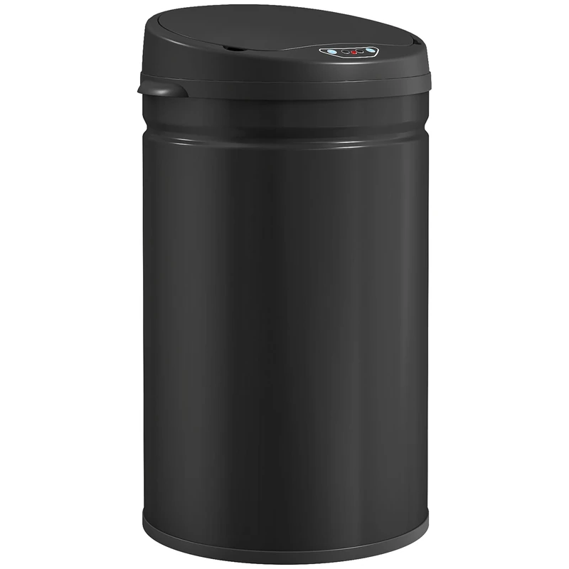 HOMCOM 30L Sensor Bin with Soft-Close Lid, Automatic Touchless Motion Sensor Trash Can with Fingerprint Resistant Stainless Steel for Hygienic Kitchen, Home Office Use, Black