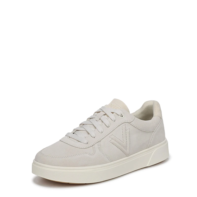 Vionic Women's Robin Lace-Up Trainers, Cream Suede, Wide Fit, UK 3