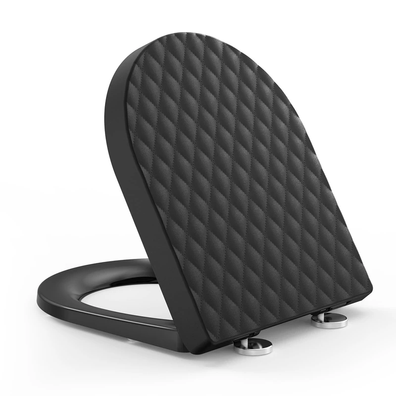 YEAUPE PRO Toilet Seat D-Shape with Diamond Structure, [Short], Toilet Lid Soft-Close Mechanism, Scratch-Resistant, Quiet and Easy to Clean, Removable, 43.5 x 36.2 cm - Image 1