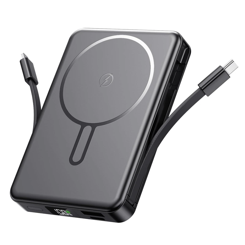 PDBEST Power Bank 10000mAh, Wireless Magnetic PowerBank with Fast Charging and LED Display. Mini Portable Charger with Type-C/USB-A 22.5W Fast Charging for iPhone 17/16/15/14/Pro Max Air, Black