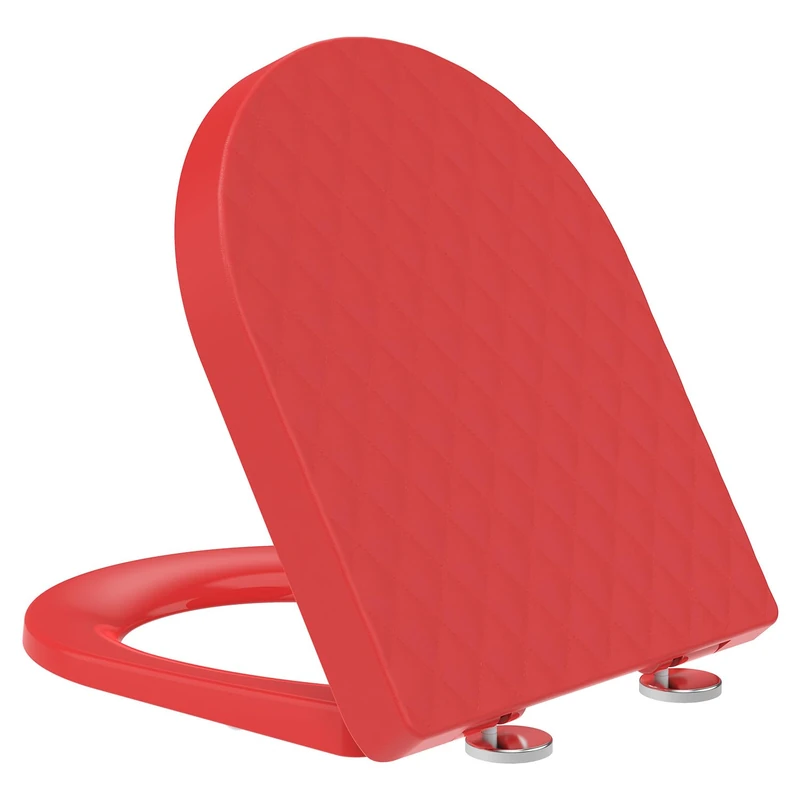 YEAUPE PRO Toilet Seat D-Shape in Diamond Structure, Toilet Seat [Short], Soft Close Toilet Seat, Quiet Lowering, Scratch-Resistant & Removable, Easy Installation, 43.5 x 36.2 cm