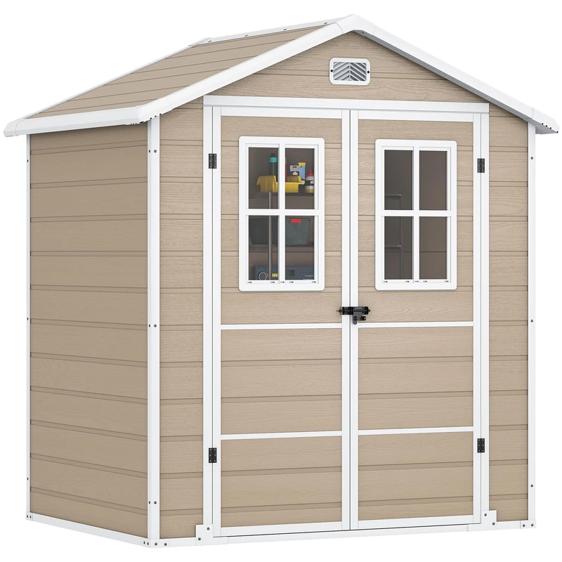 YITAHOME 6x4.4FT Outdoor Storage Shed with Floor - Warm White