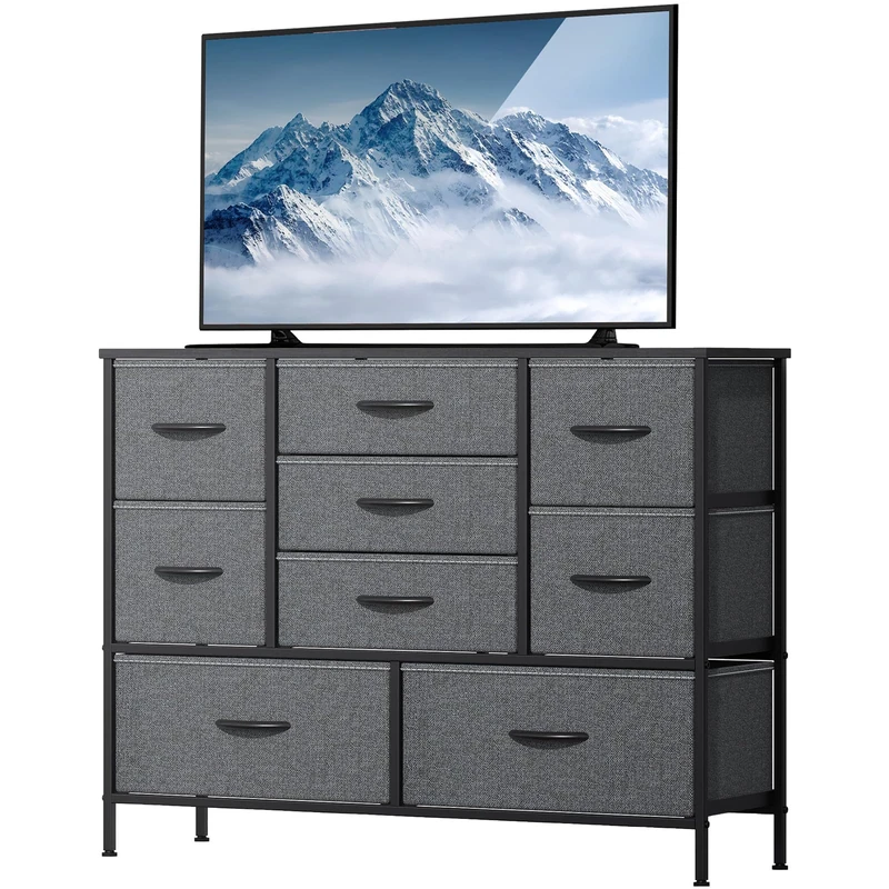 Feonase 9 Drawer Chest of Drawers - Fabric Dresser with Wood Top