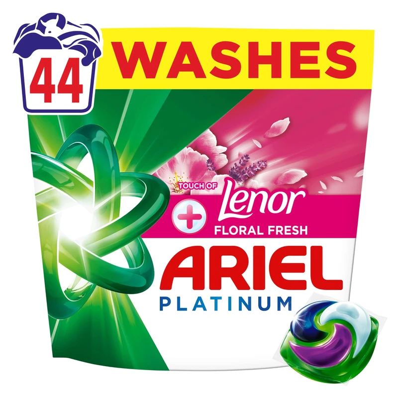 Ariel Platinum PODS®, Washing Liquid Laundry Detergent Capsules, 3 x 44 Washes, +Touch of Lenor Floral Fresh, 7-Day Long-Lasting Freshness