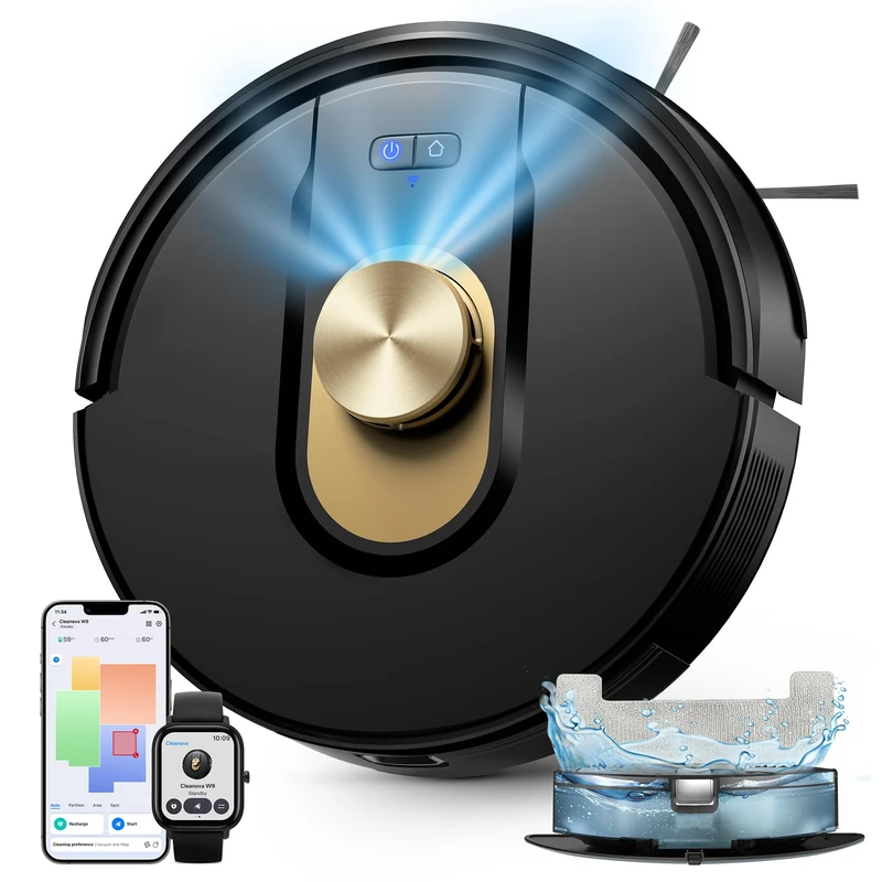 Vexilar W9 Robot Vacuum Cleaner with Mop,6000Pa Robotic Vacuum with LiDAR Navigation,15 No-go Zones, 150 Min Max Runtime, App Control, 3-in-1 Sweep and Mop Robot for Pet Hair, Carpet and Hard Floors