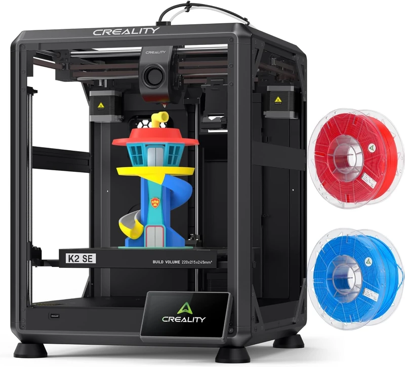 Creality K2 SE 3D Printer with PLA Filament 2KG (Random Color), Support Multicolor Printing Needs CFS, 500mm/s High-Speed Printing, Auto Leveling, Compact Desktop 3D Printer, Print Size 220x215x245mm