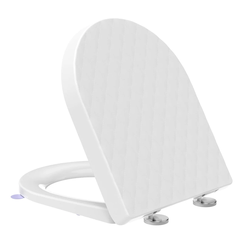 YEAUPE PRO Soft Close D-Shape Toilet Seat | 361×450 mm PP Universal Fit | Quick Release | Diamond Textured Finish | White