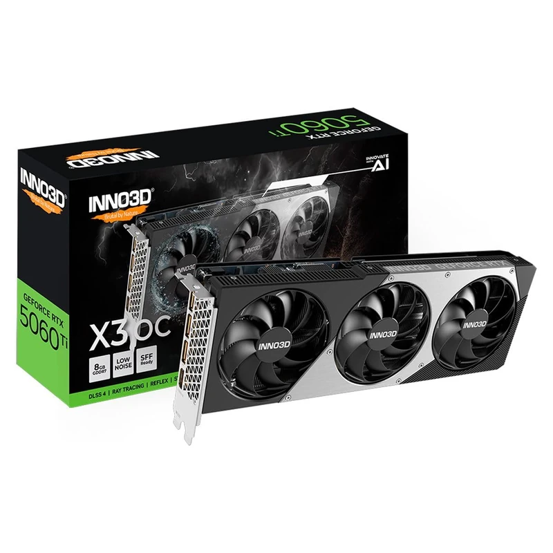INNO3D NVIDIA GeForce RTX 5060 Ti X3 OC 8GB GDDR7 Gaming Graphics Card (Triple Fan, 2 Slot, Reflex 2 RTX AI DLSS4)