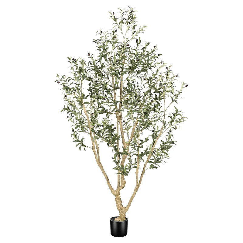 LYERSE Faux Olive Tree 7ft with Large Olive Branches and Lifelike Fruits
