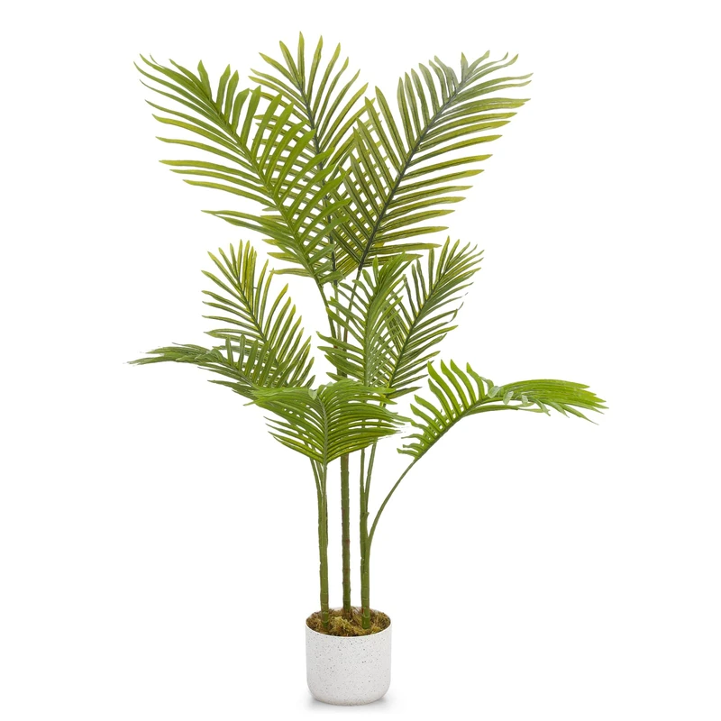 GarveeHome Areca Palm Artificial Plant 105/110 cm Tall Artificial Plant For Indoor Use With White Plant Pot