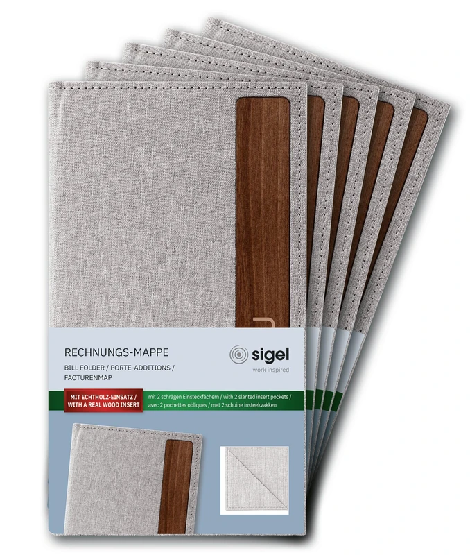 SIGEL RM221/5 Bill Folder - 5 Pieces - Light Grey/Brown - Image 1