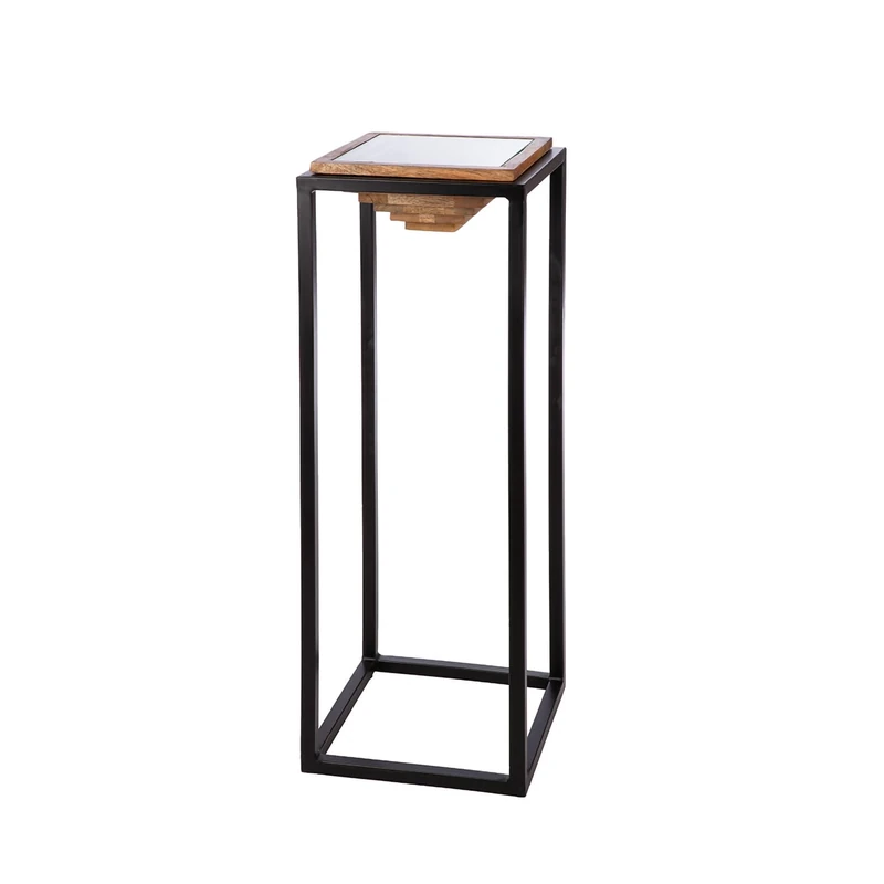 GILDE Decorative Pillar Moorea Metal Square Brown/Black Height 91 cm x Width 30 cm - Image 1