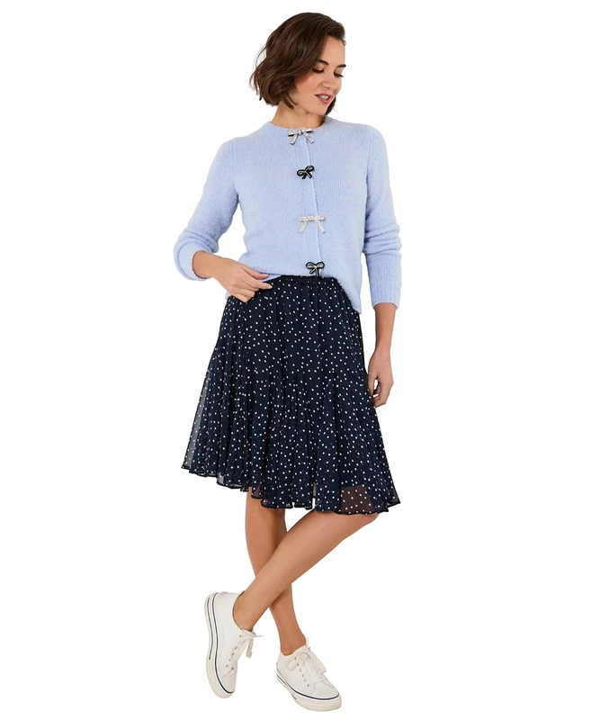 Joe Browns Women's Flowy Elastic Waist Polka Dot Skirt, Regular, Blue, UK 22
